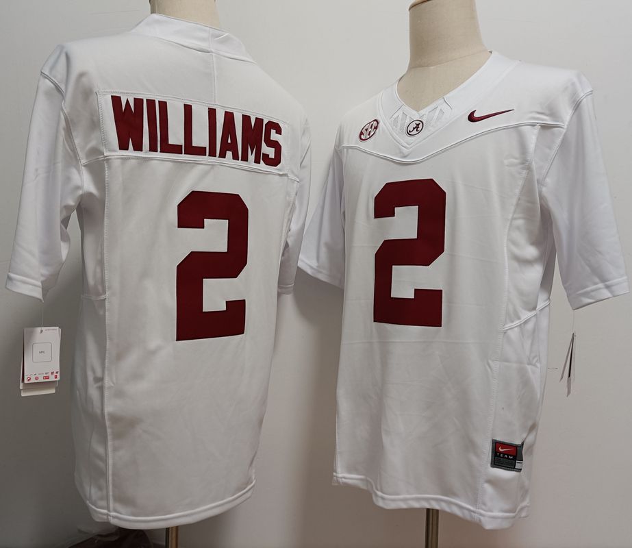 Men Alabama Crimson Tide 2 Williams White Nike 2025 NCAA Jersey